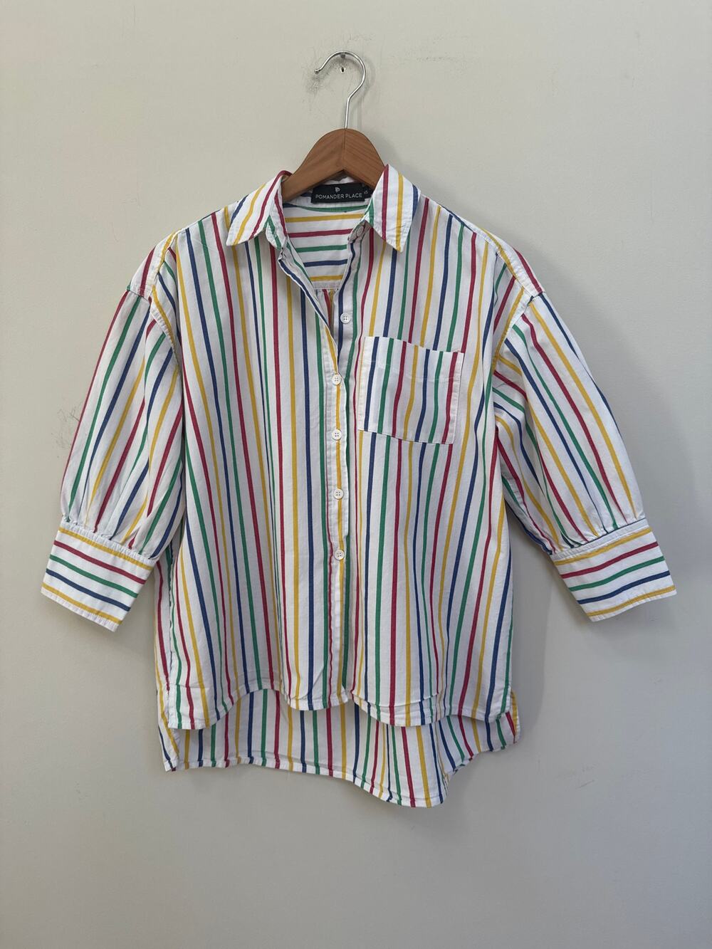 Tuckernuck Pomander Place Adair Rainbow Stripe Button Down Shirt Size XS Top
